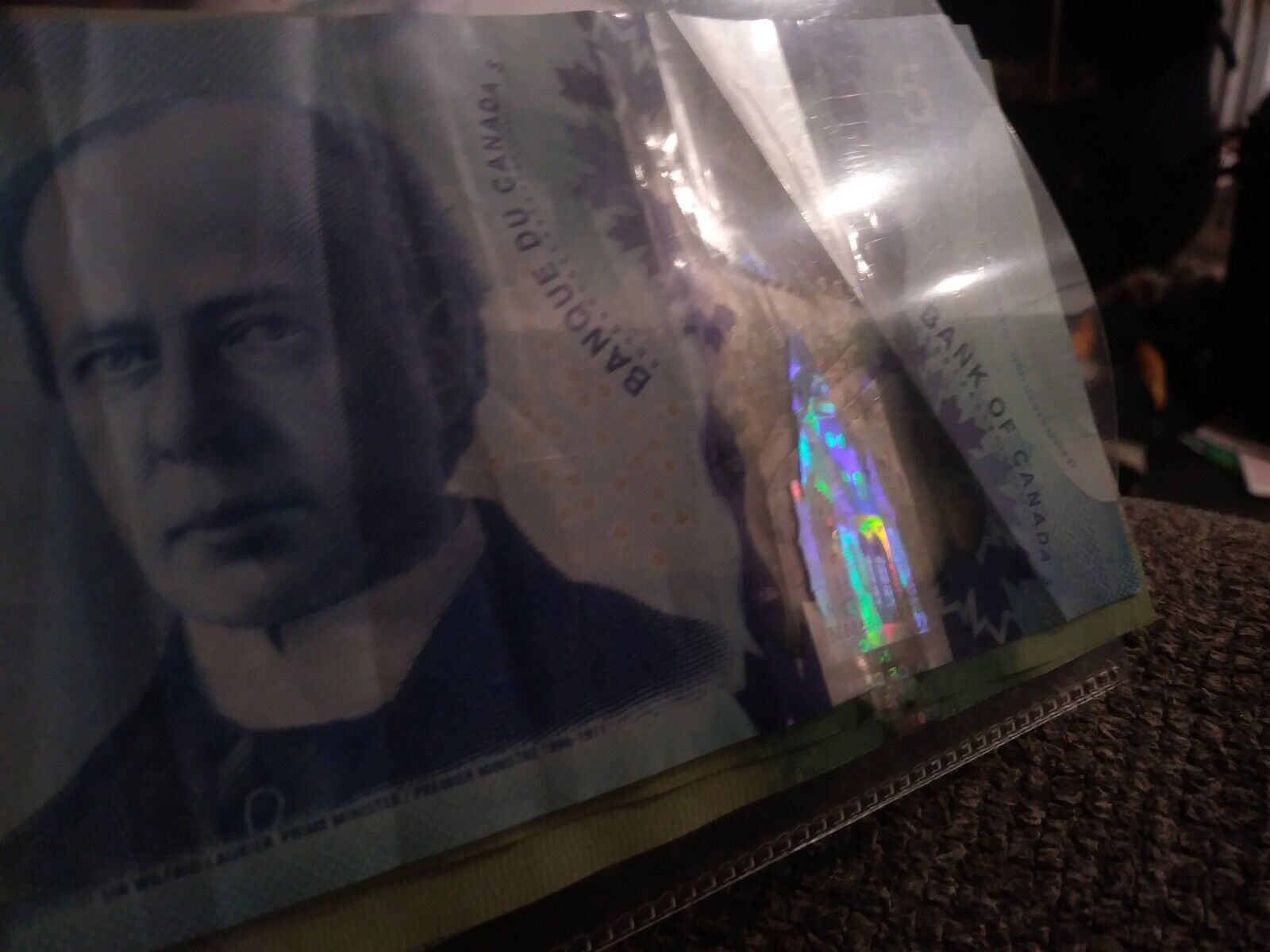 Vintage Canadian Five Dollar Bill with Serial Number 111