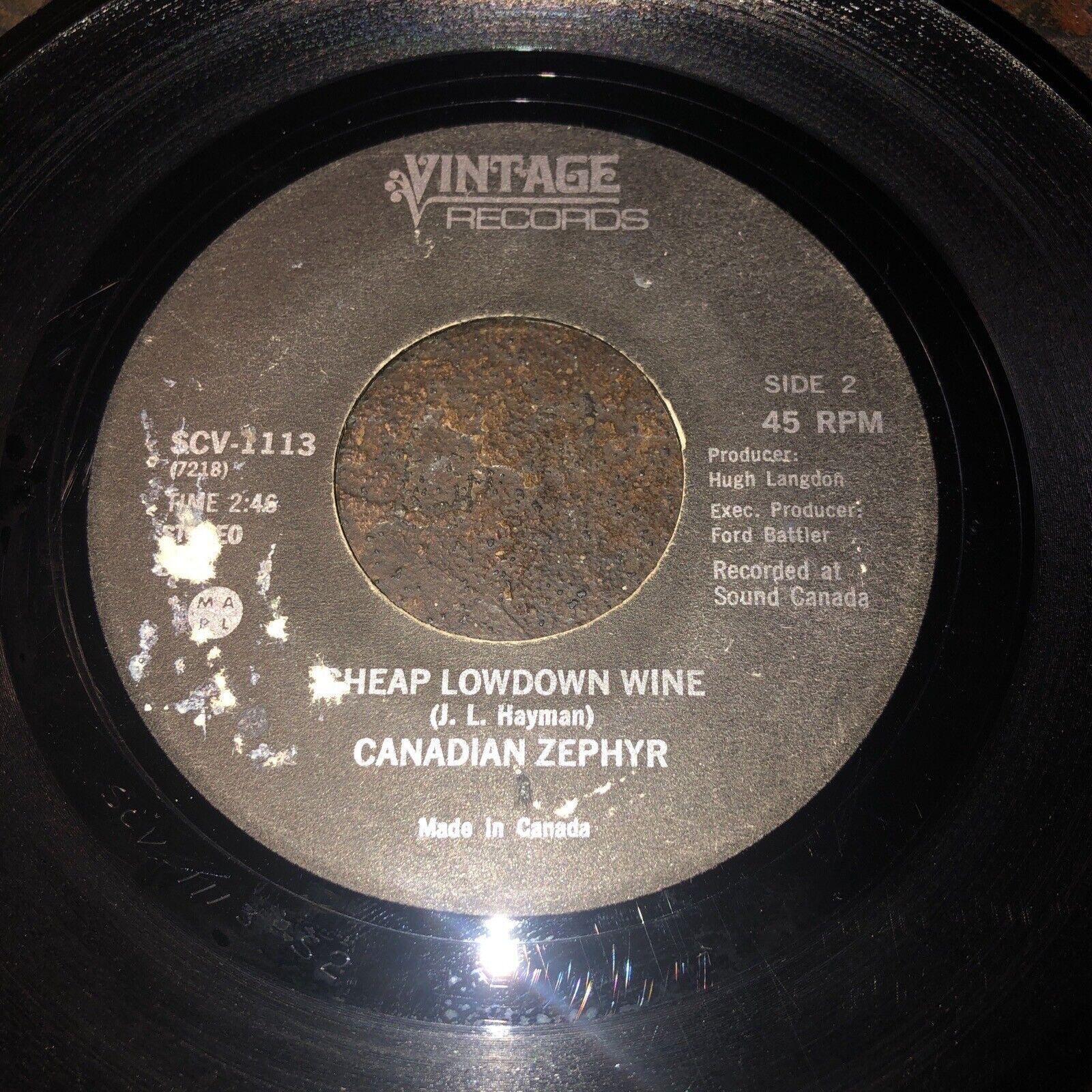Vintage Canadian Zephyr On The Lam 45rpm