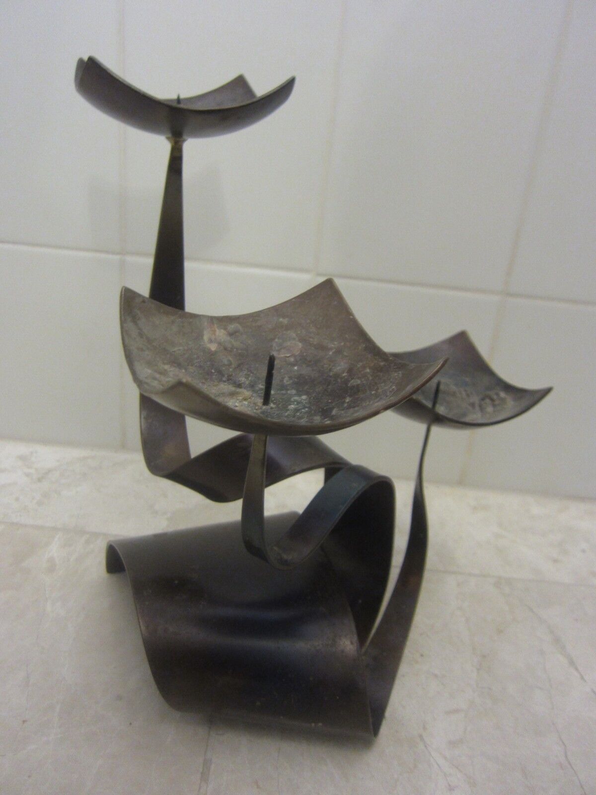 Canadian Mid Century Modern Candle Holder Metal Art Sculpture