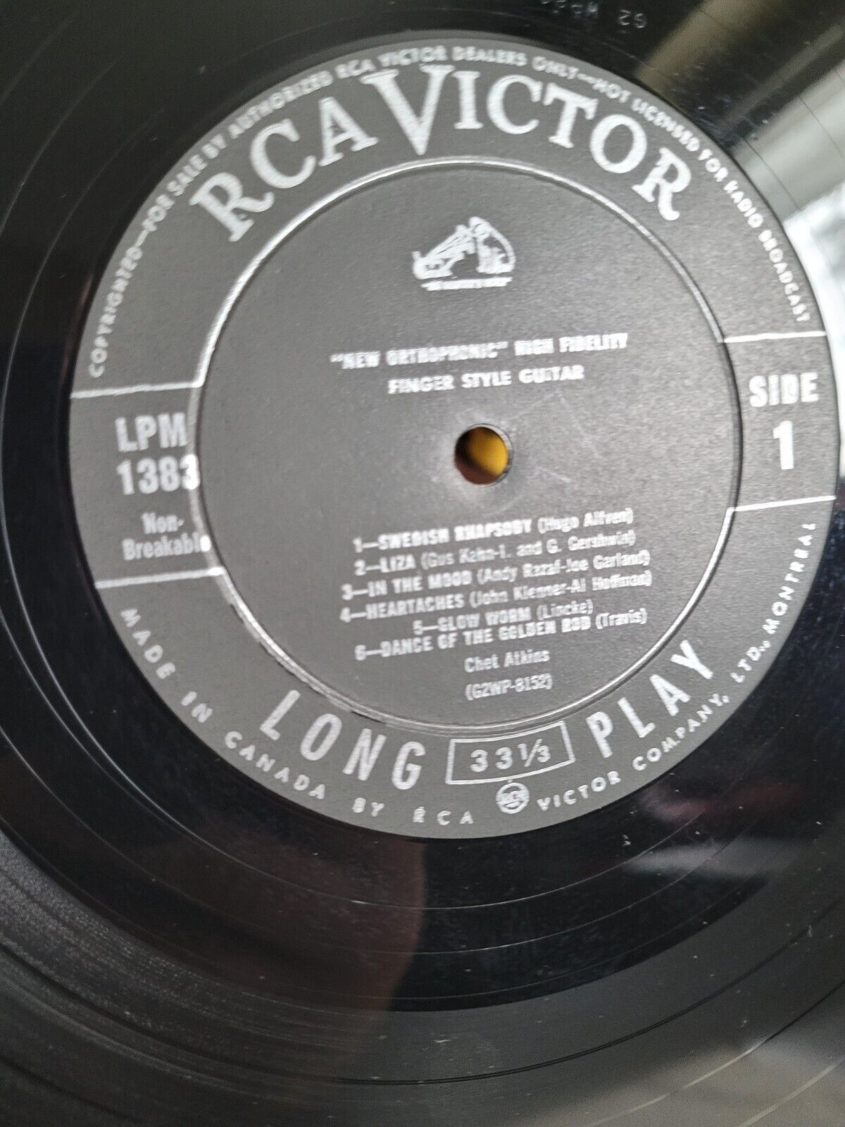 Chet Atkins Finger-Style Guitar Vinyl LP 1961 RCA