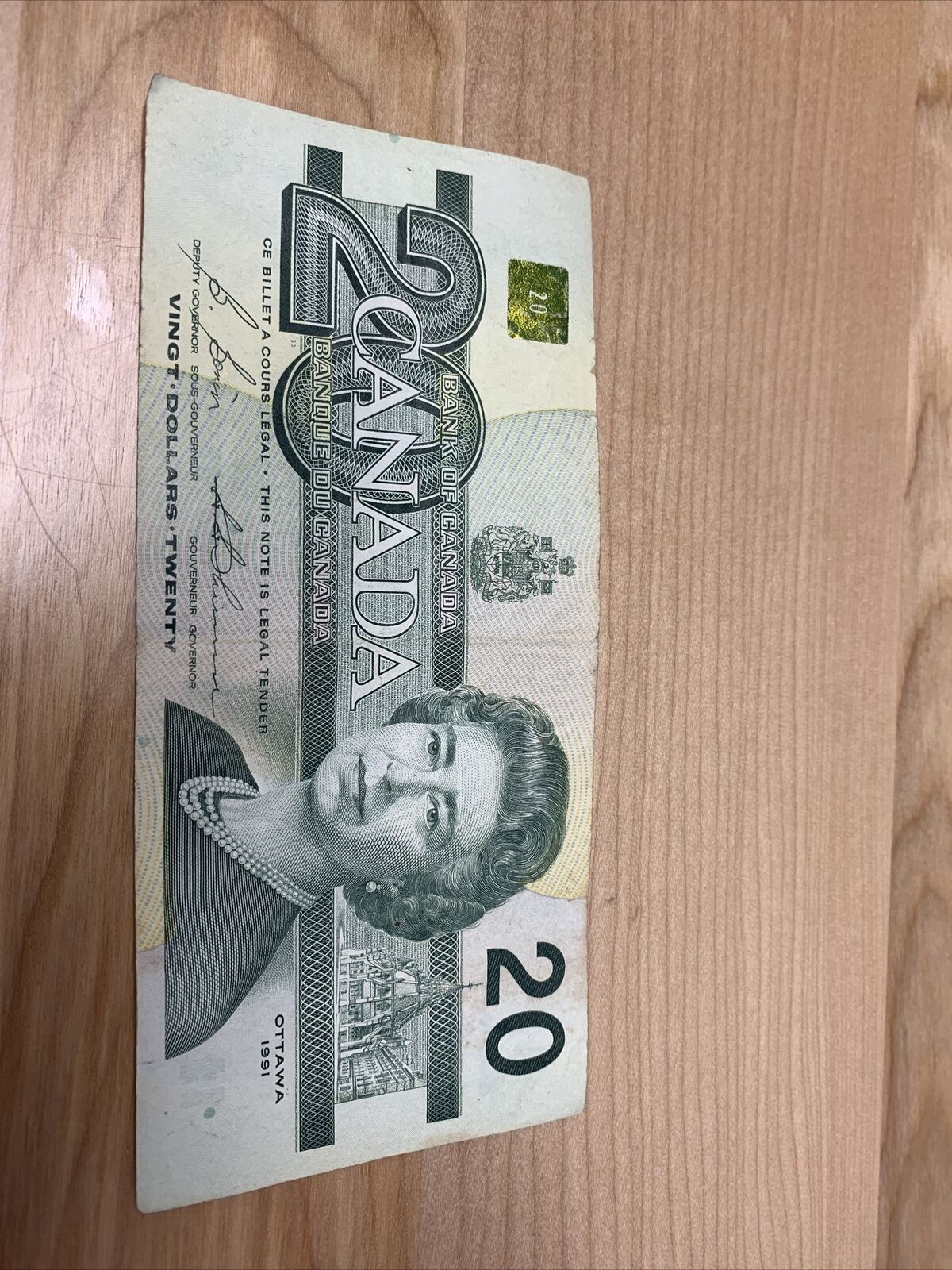 Rare 1991 Canadian $20 Bill in Vintage Design