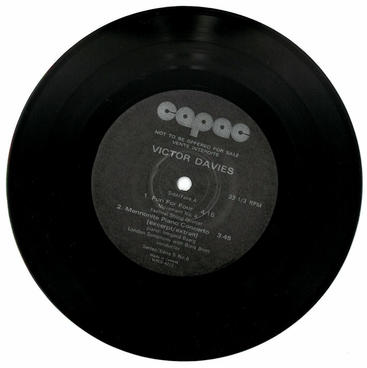 Vintage Victor Davies CAPAC Musical Portrait Series Vinyl