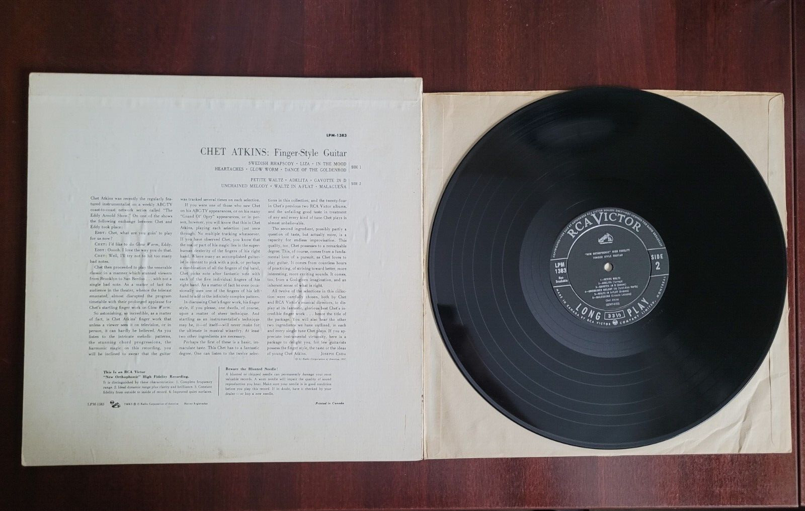 Chet Atkins Finger-Style Guitar Vinyl LP 1961 RCA