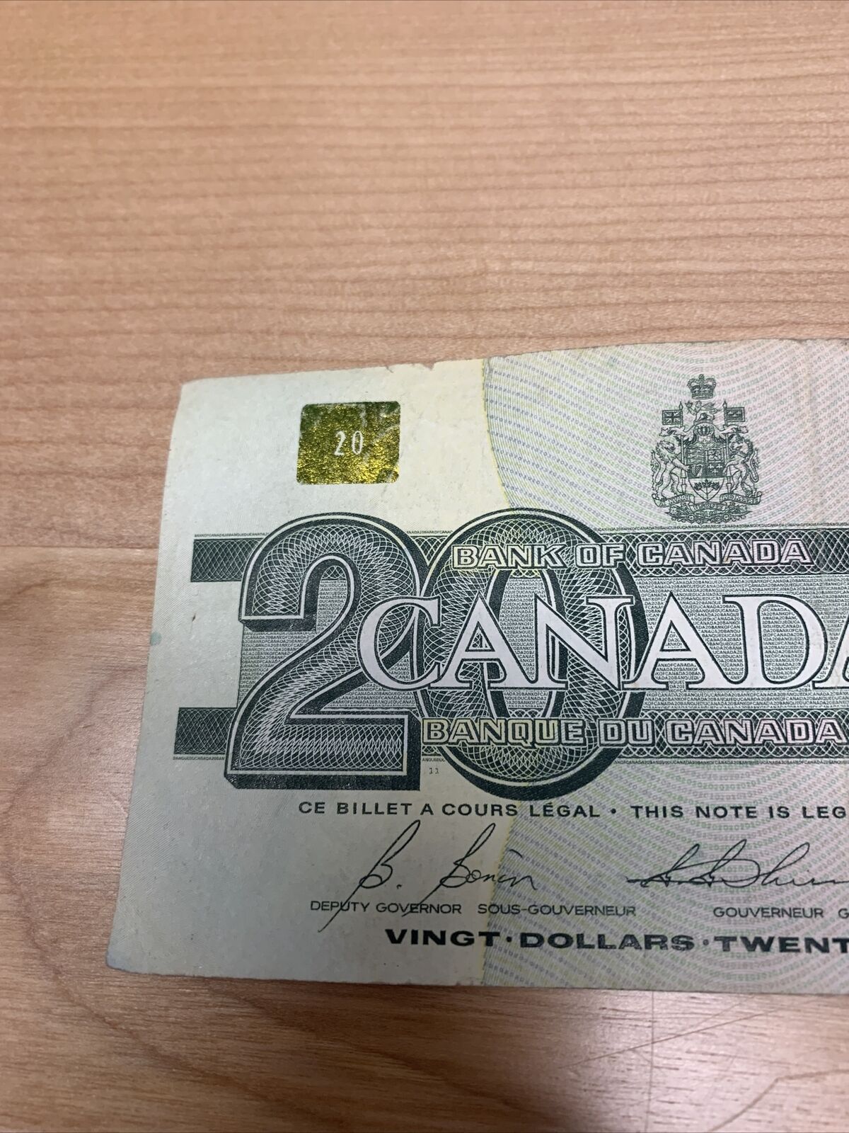 Rare 1991 Canadian $20 Bill in Vintage Design