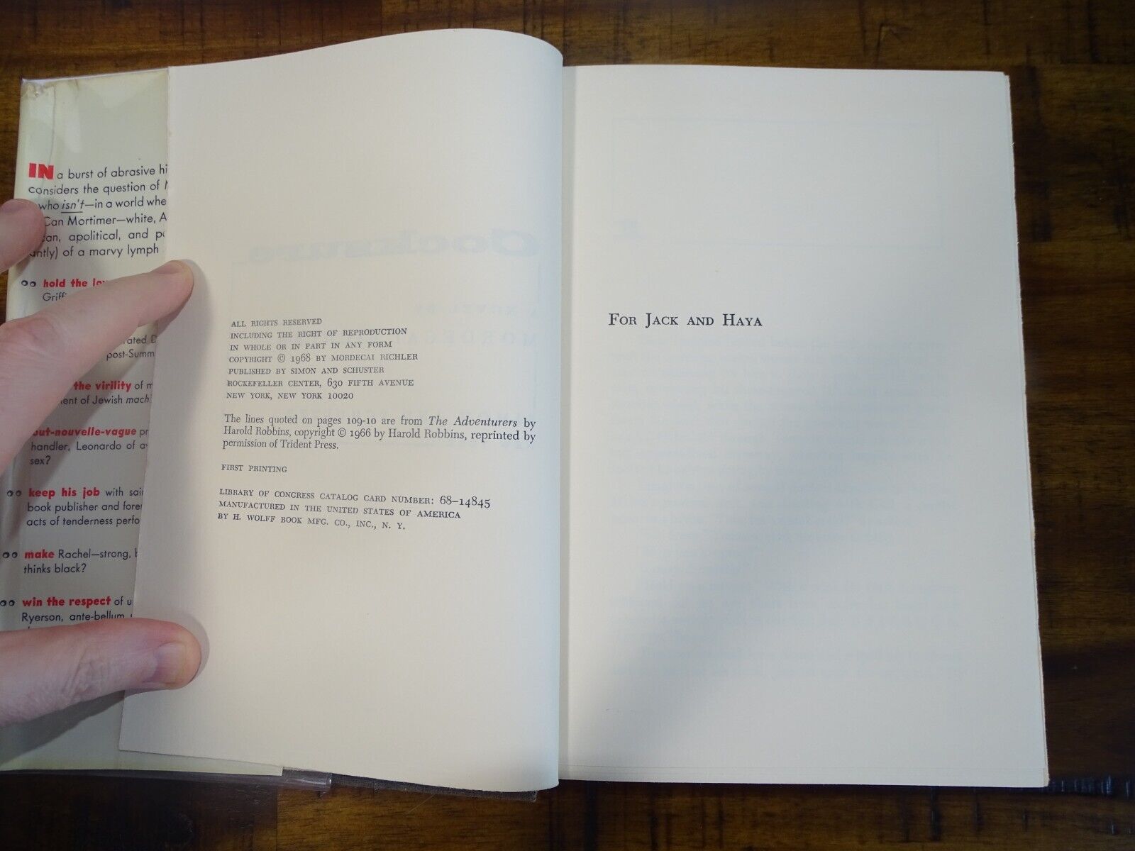 Vintage Canada First Edition "Cocksure" by Mordecai Richler