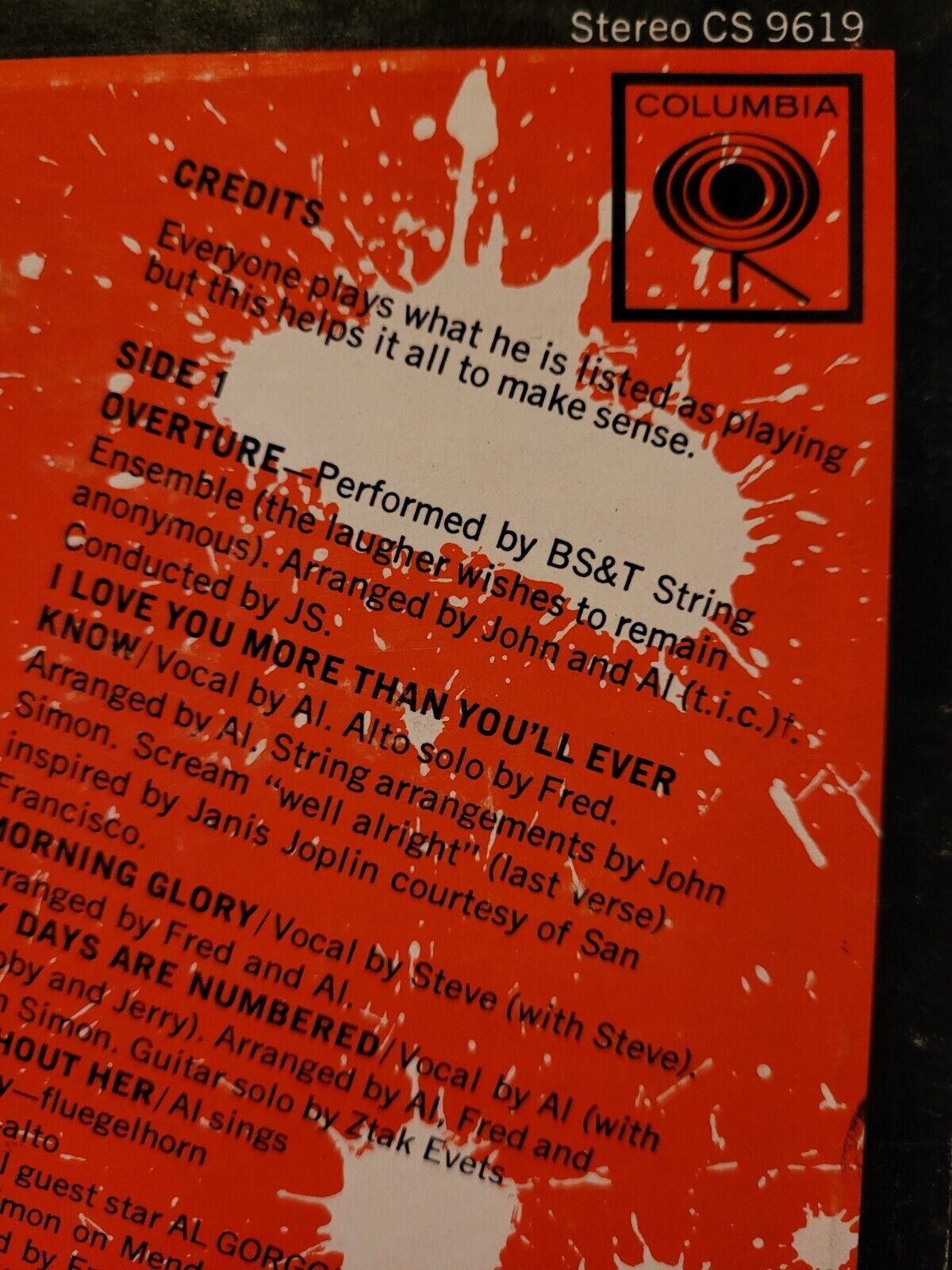 Vintage Blood, Sweat & Tears LP - 1st Cdn Press