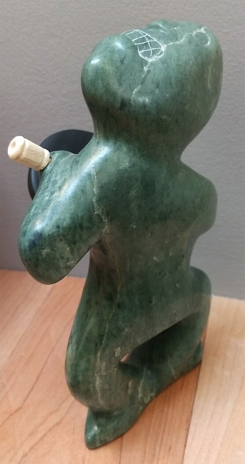 Inuit First Nations Argillite DRUMMER Vintage Sculpture