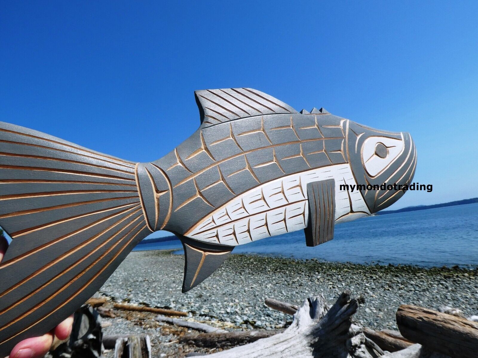 Vintage Indigenous Cedar Sturgeon Carving