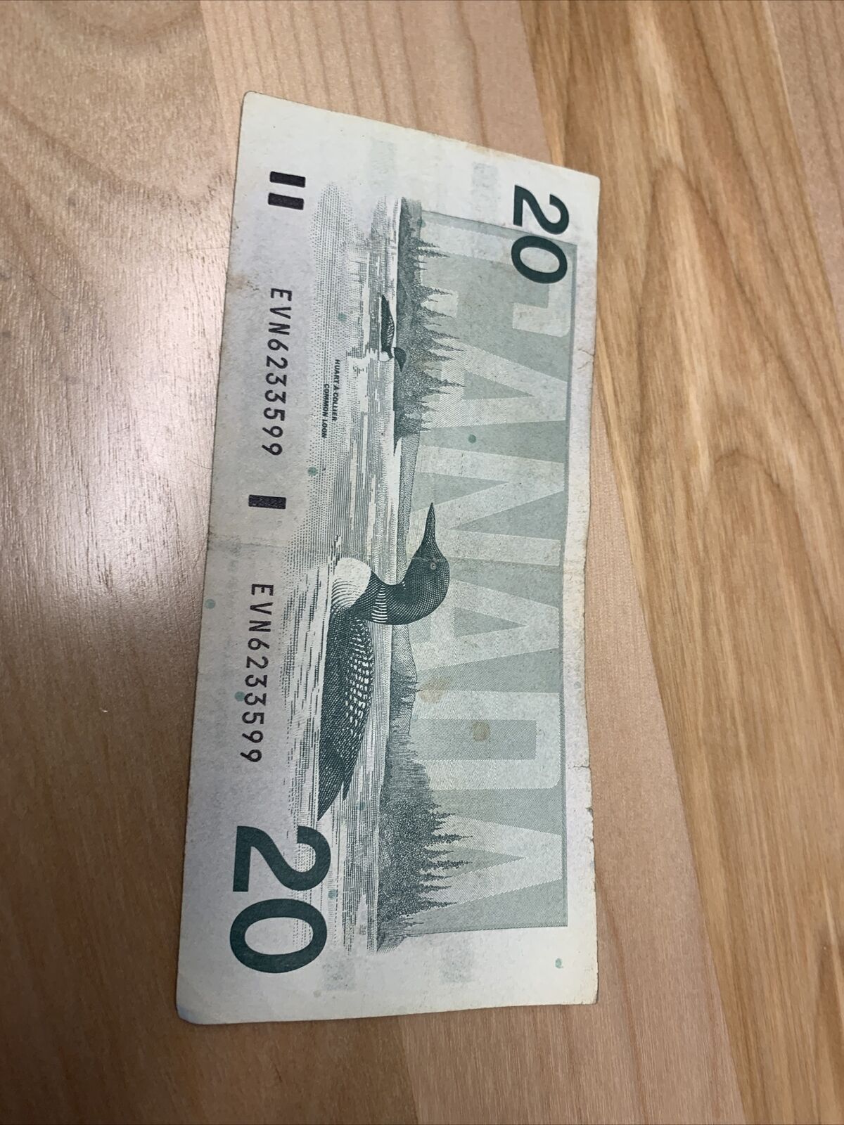 Rare 1991 Canadian $20 Bill in Vintage Design