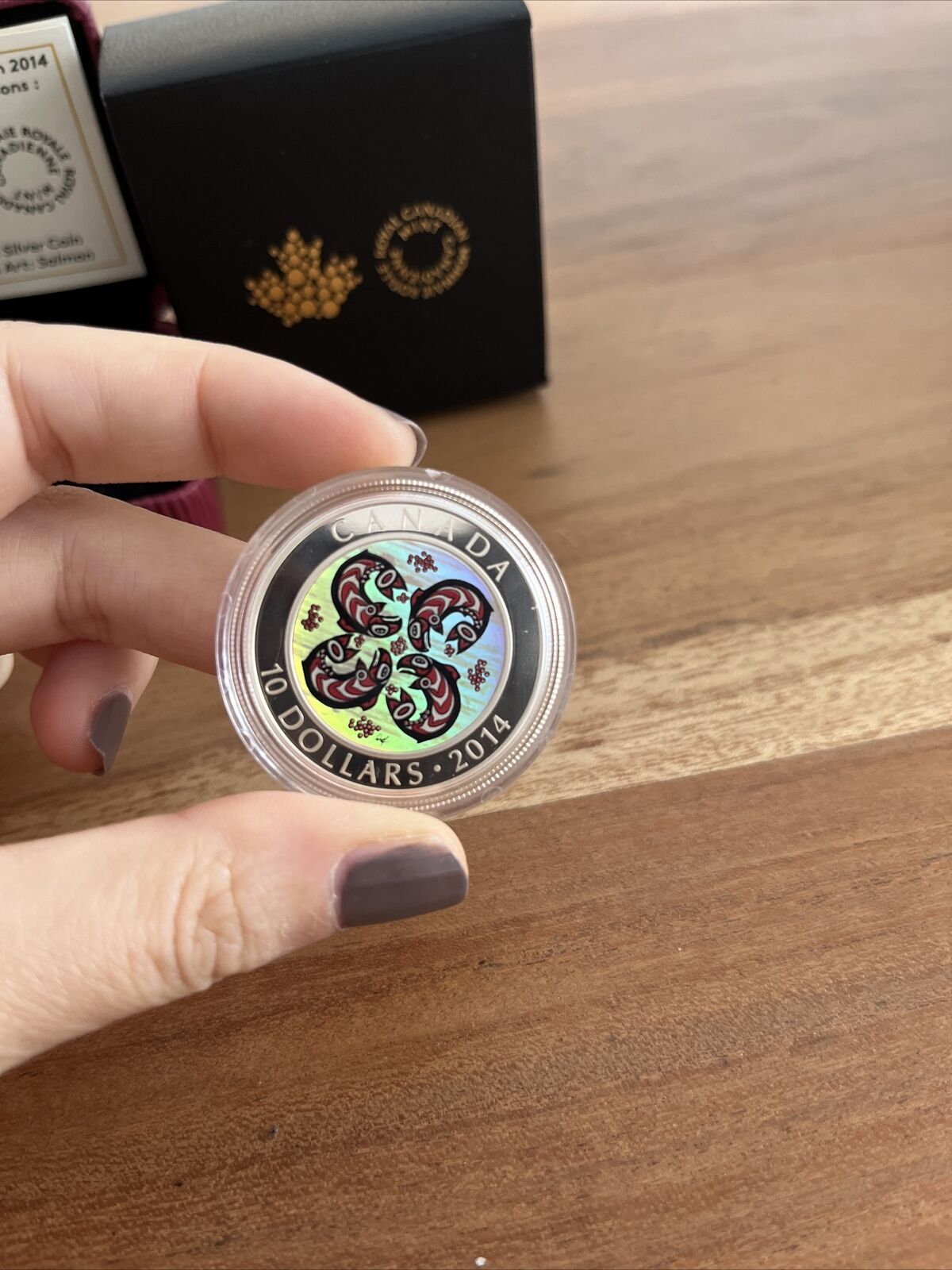 2014 RCM Canadian Holographic Silver Coin - Salmon