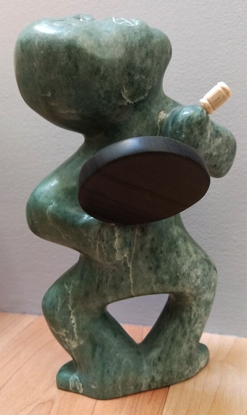 Inuit First Nations Argillite DRUMMER Vintage Sculpture