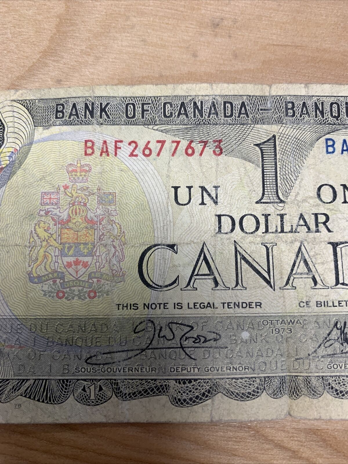 Rare 1973 $1.00 Canadian Bill - Vintage Gift