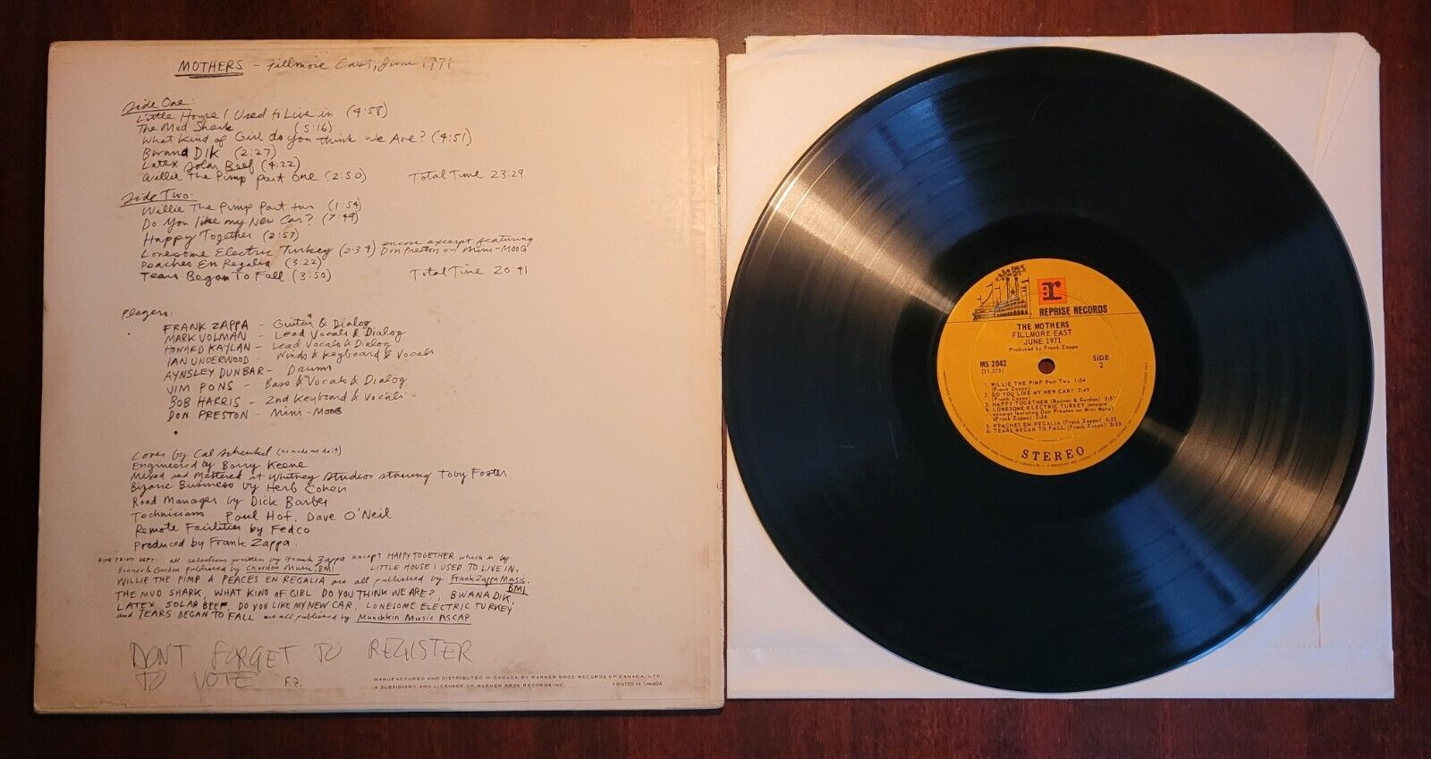 The Mothers - Fillmore East '71 LP