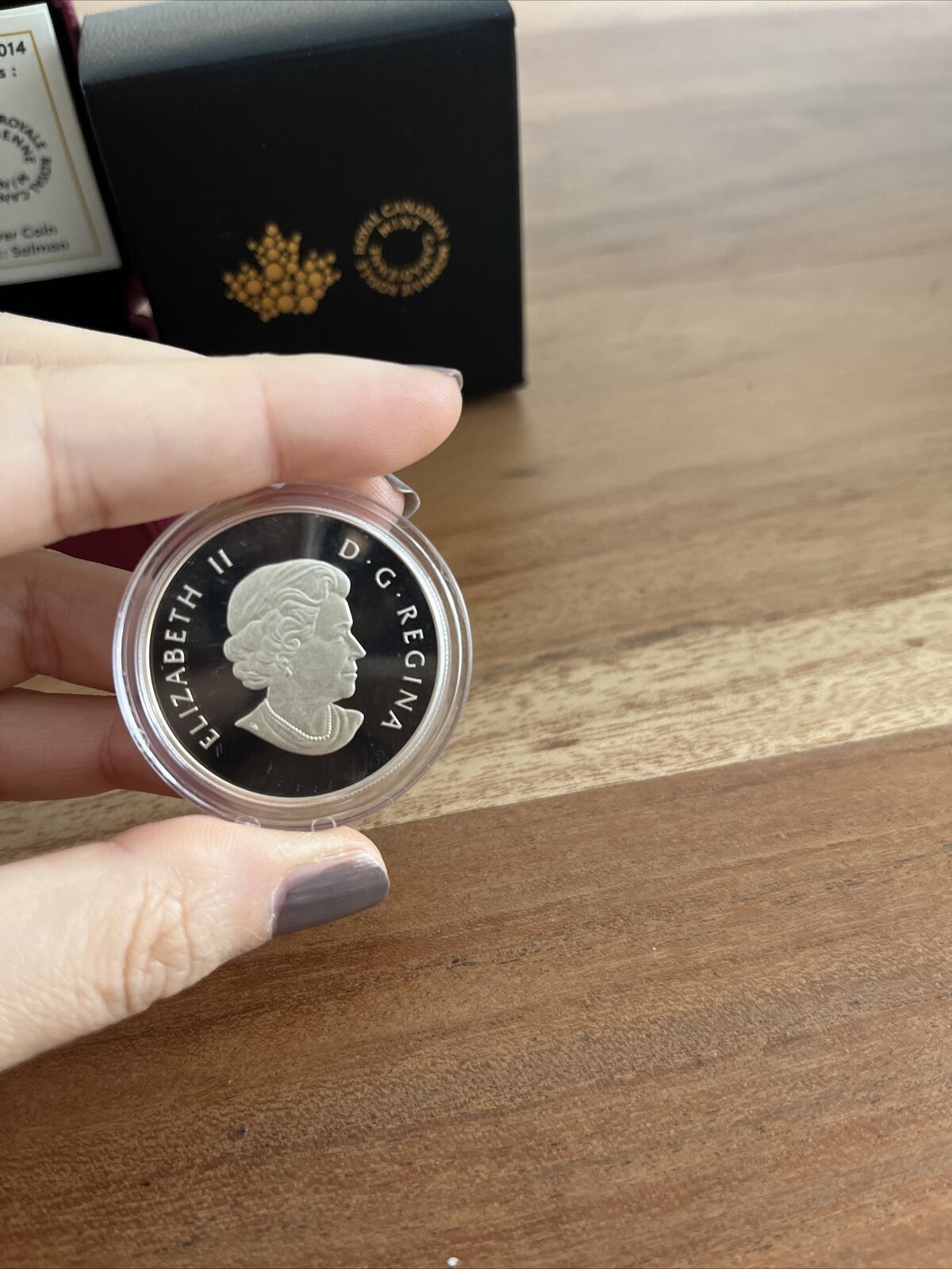 2014 RCM Canadian Holographic Silver Coin - Salmon