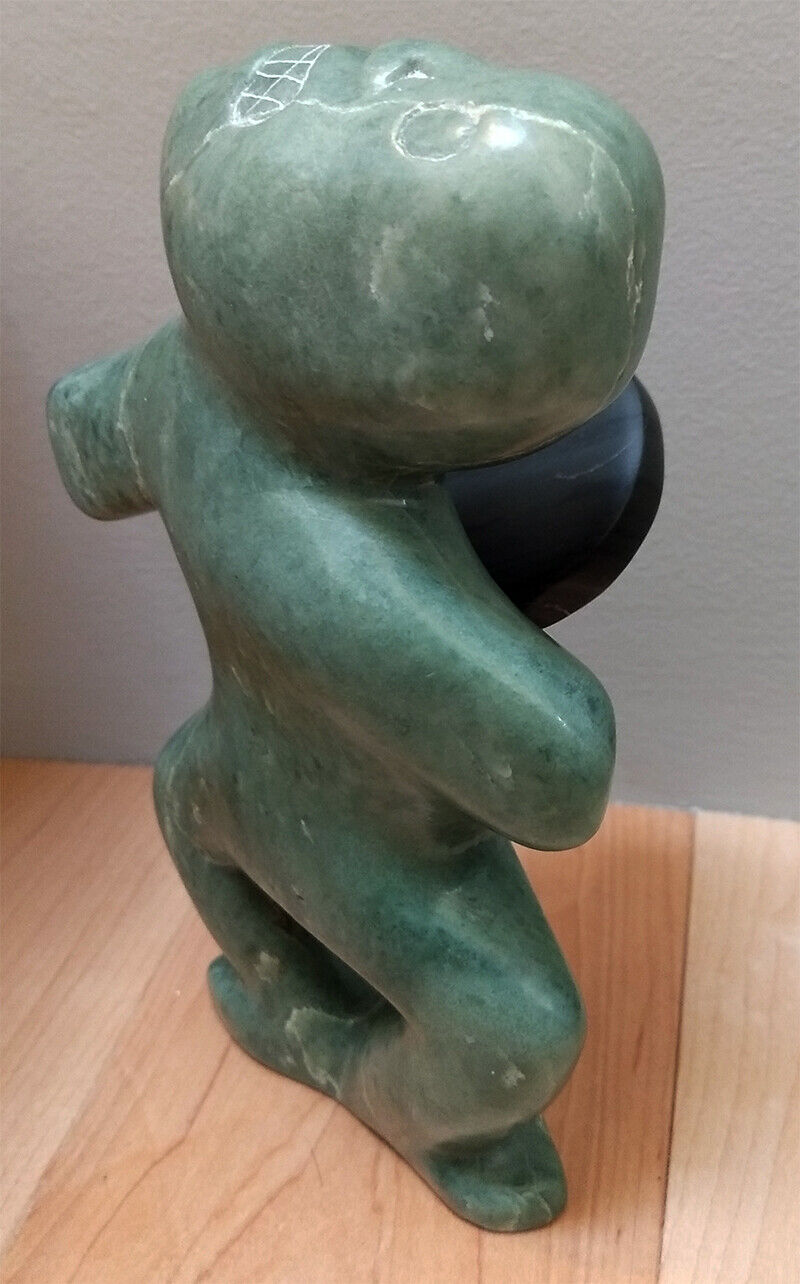 Inuit First Nations Argillite DRUMMER Vintage Sculpture