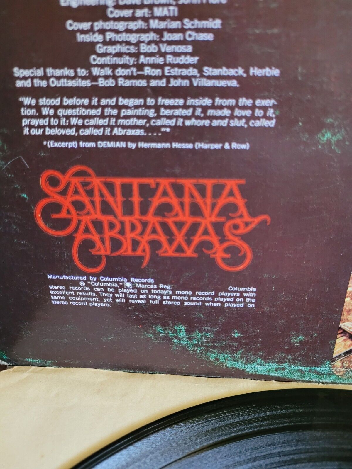 Santana - Abraxas Vintage Vinyl LP, 1970 Canadian