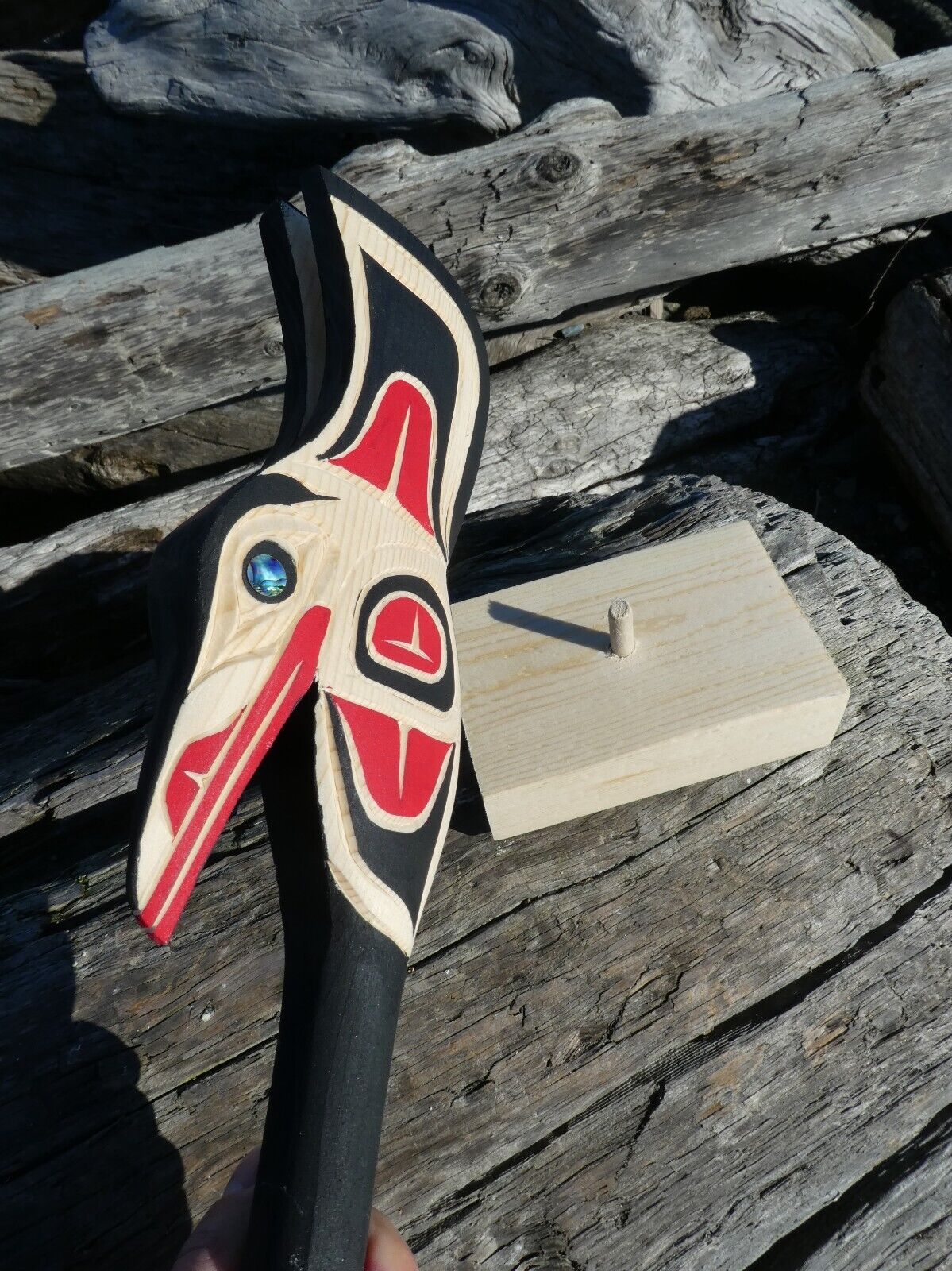 Authentic Northwest Native American Carved Hummingbird Rattle