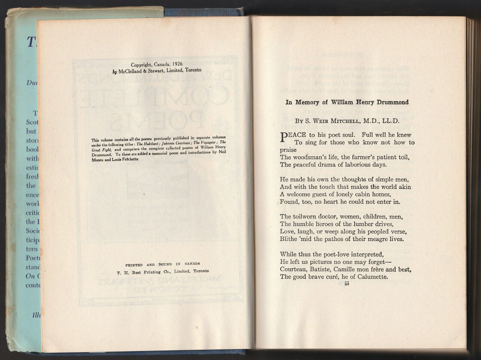 Vintage Canadian Poetry Book. Quebec Classic, 1926