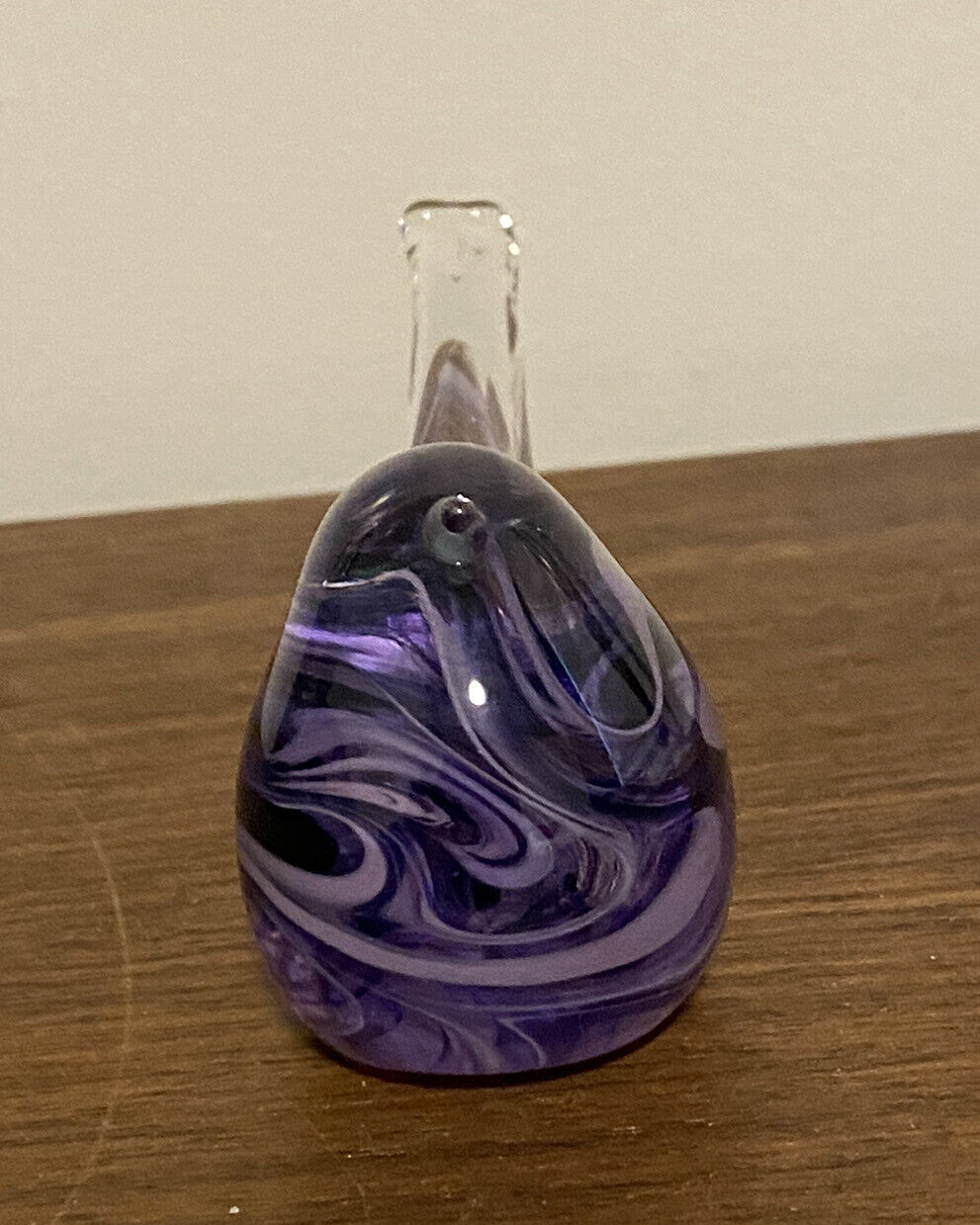 Vintage Purple Swirl Glass Bird Figurine by Heather Konschuh