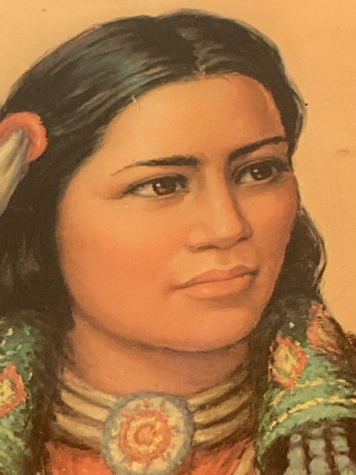 First Nations Couple Wall Art with Beaded Jewellery