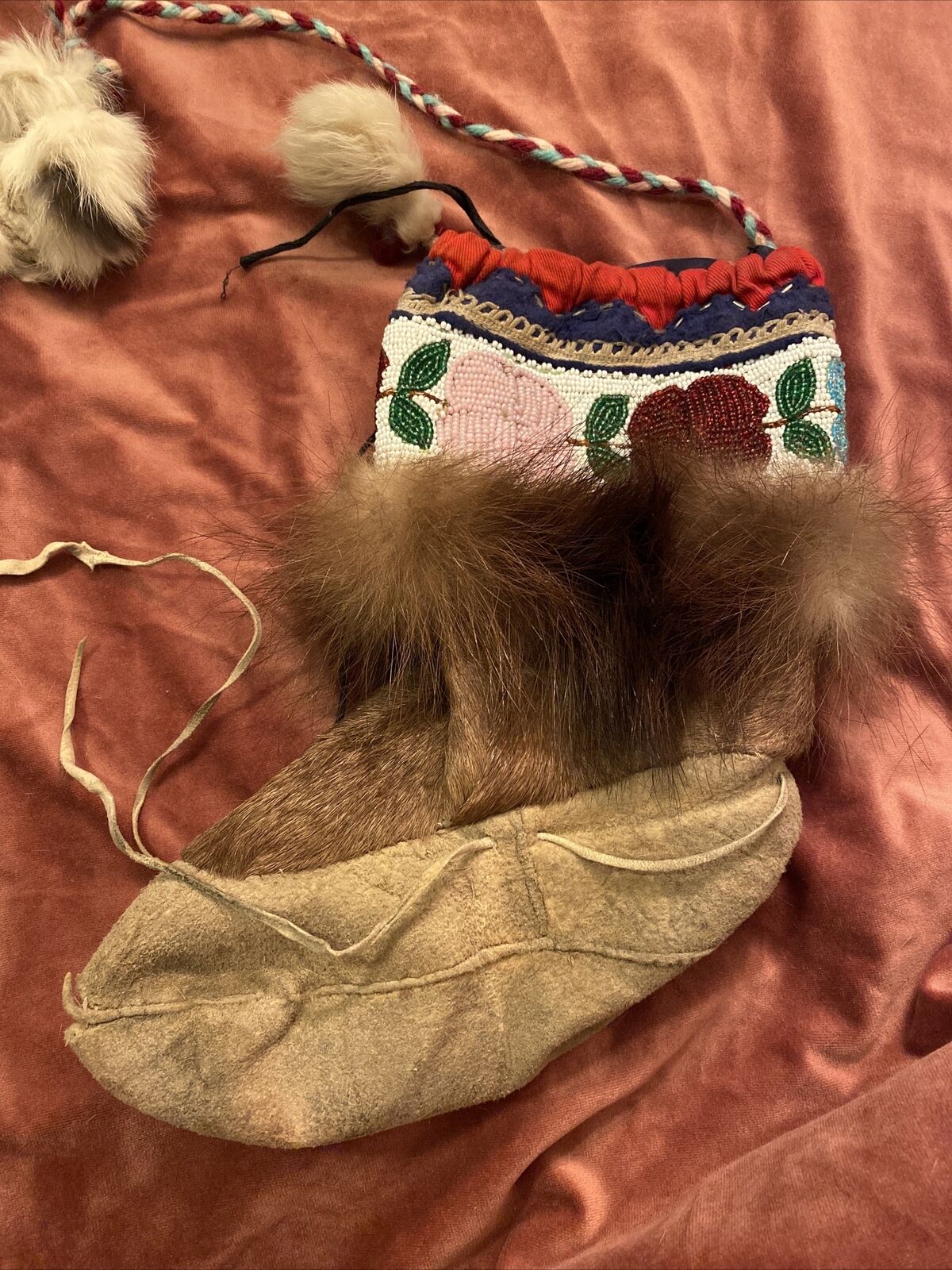 Beaded Indigenous Art Mukluks, First Nations Vintage