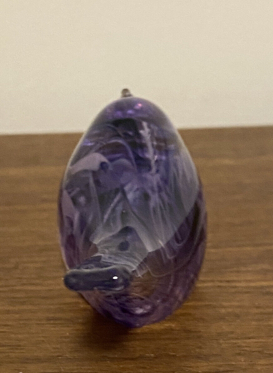 Vintage Purple Swirl Glass Bird Figurine by Heather Konschuh