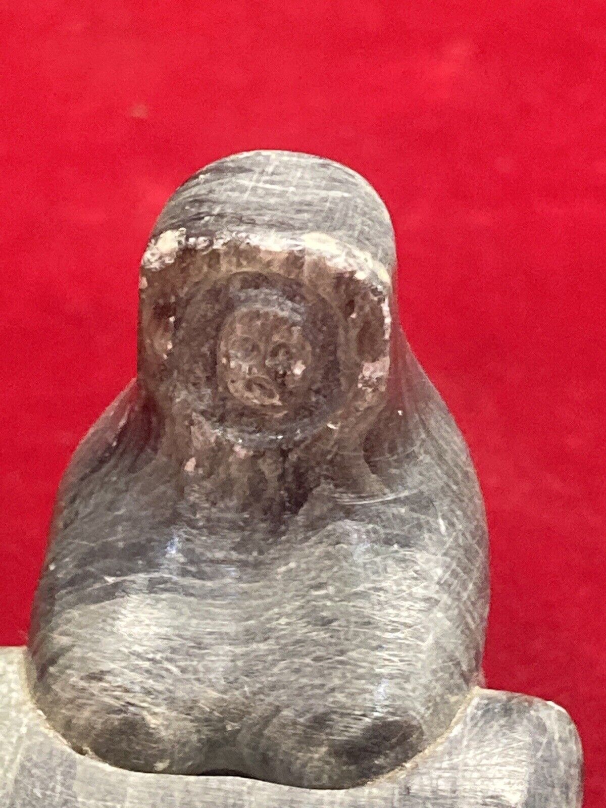 Inuit Soapstone Carving: Dog Sled with Leather Straps