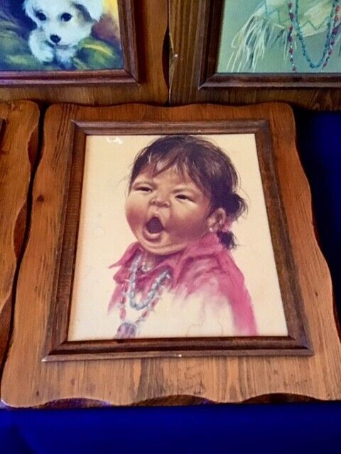 5 Vintage Native Canadian Indian First Nations Wood Mounted Portrait Prints