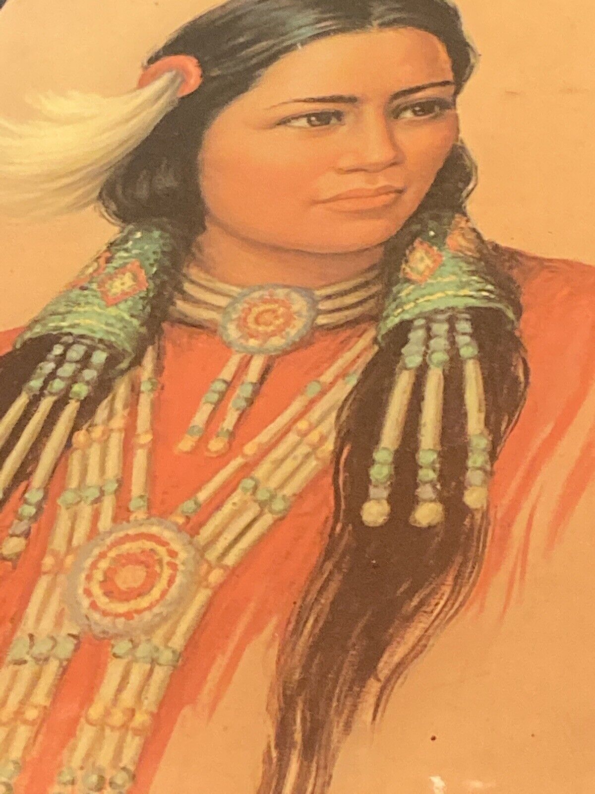 First Nations Couple Wall Art with Beaded Jewellery