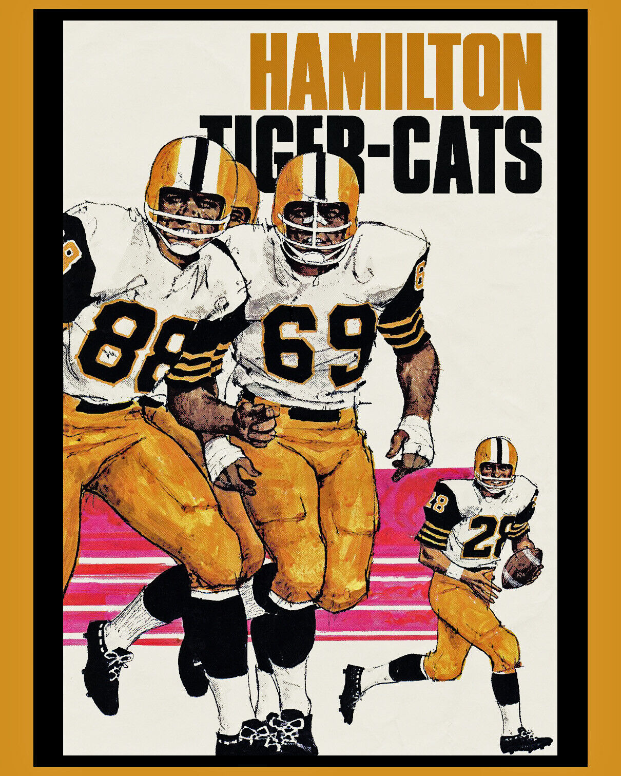 1970's Tiger-Cats Retro Vintage Wall Art - Color