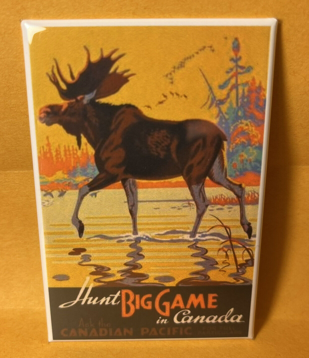 Vintage Canadian Pacific Travel Poster Magnet - Big Game Canada