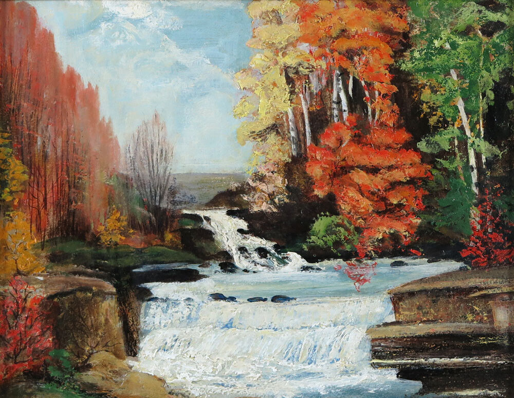1920's Canadian School Original Waterfall Landscape Art