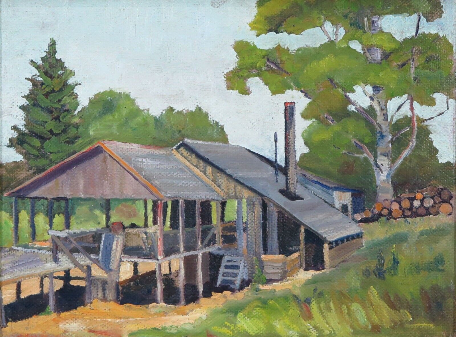 1930's Canadian School Oil on Board Lumber Mill