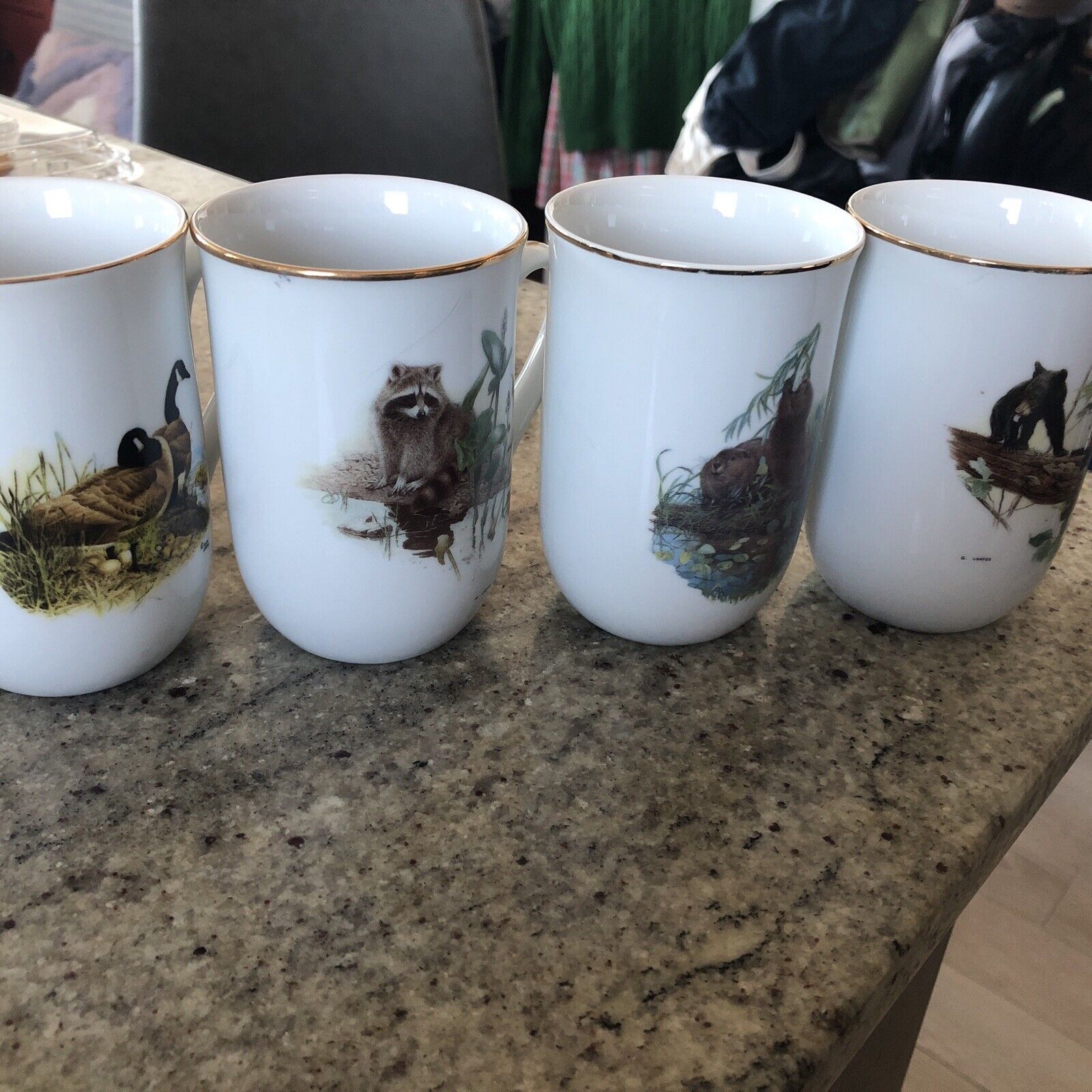 Glen Loates Wildlife 4 Tea Cups Vintage Collection