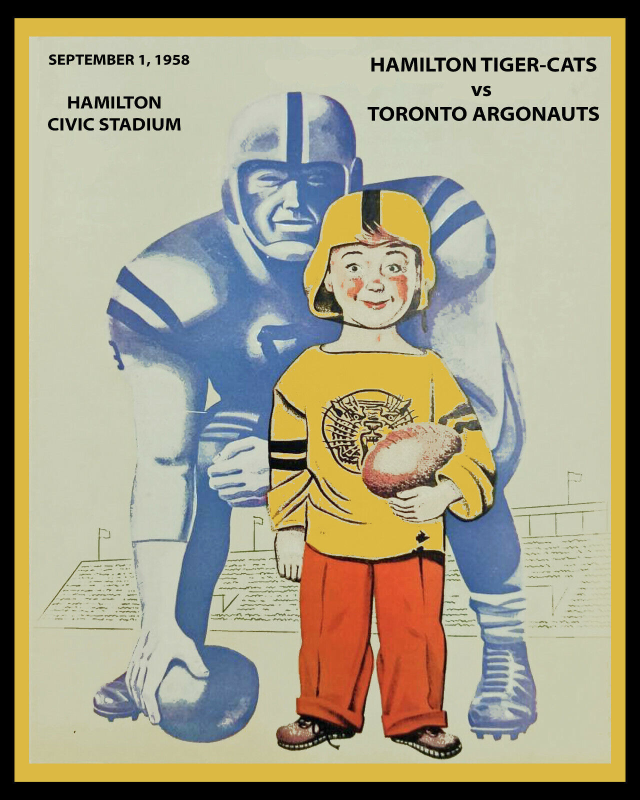 Vintage Hamilton Tiger-Cats Wall Art, 8x10 Color