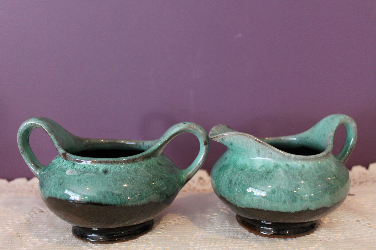 Vintage Evangeline Canadian Art Pottery Cream & Sugar Set