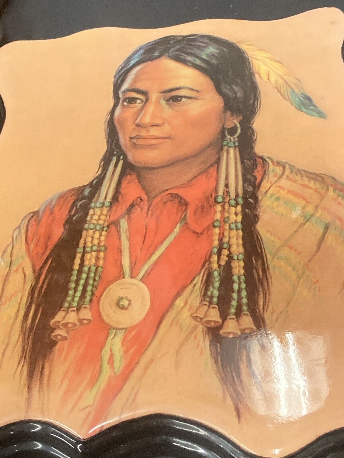 First Nations Couple Wall Art with Beaded Jewellery