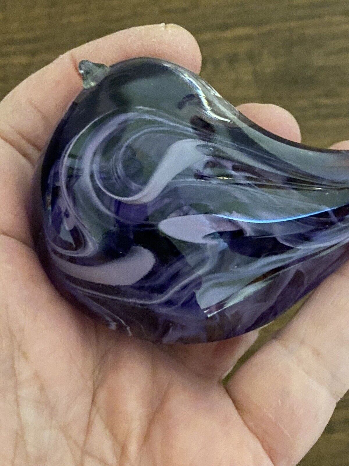 Vintage Purple Swirl Glass Bird Figurine by Heather Konschuh