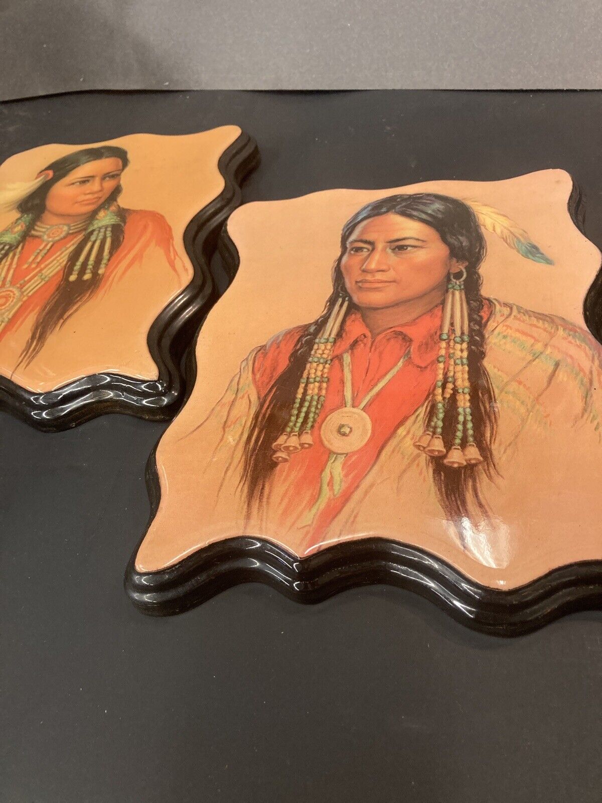 First Nations Couple Wall Art with Beaded Jewellery