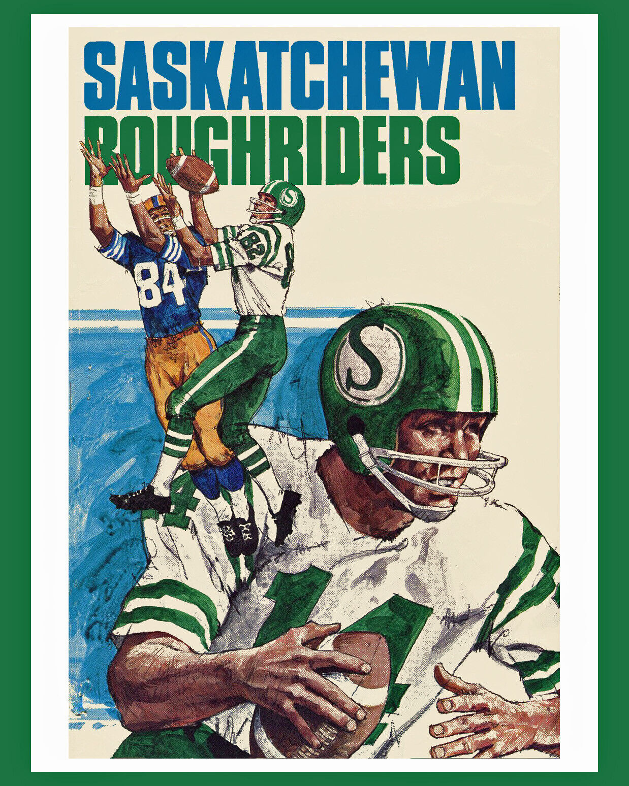 Saskatchewan Roughriders 1970's Retro Wall Art Poster