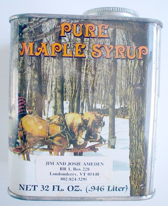 Vintage 1984 Vermont Maple Syrup Tin, 32 oz