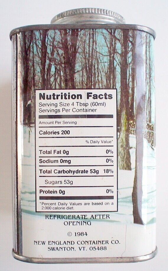 Vintage 1984 Vermont Maple Syrup Tin, 32 oz