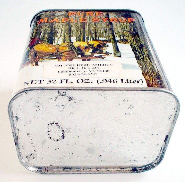 Vintage 1984 Vermont Maple Syrup Tin, 32 oz