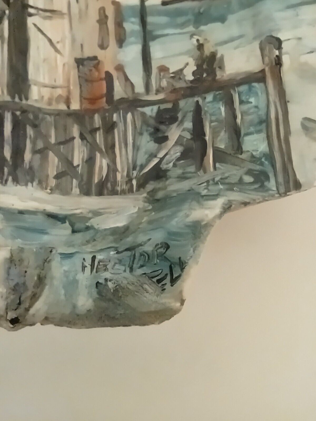 Canadian Fishing Shed Scene Clam Shell - Artist Signed