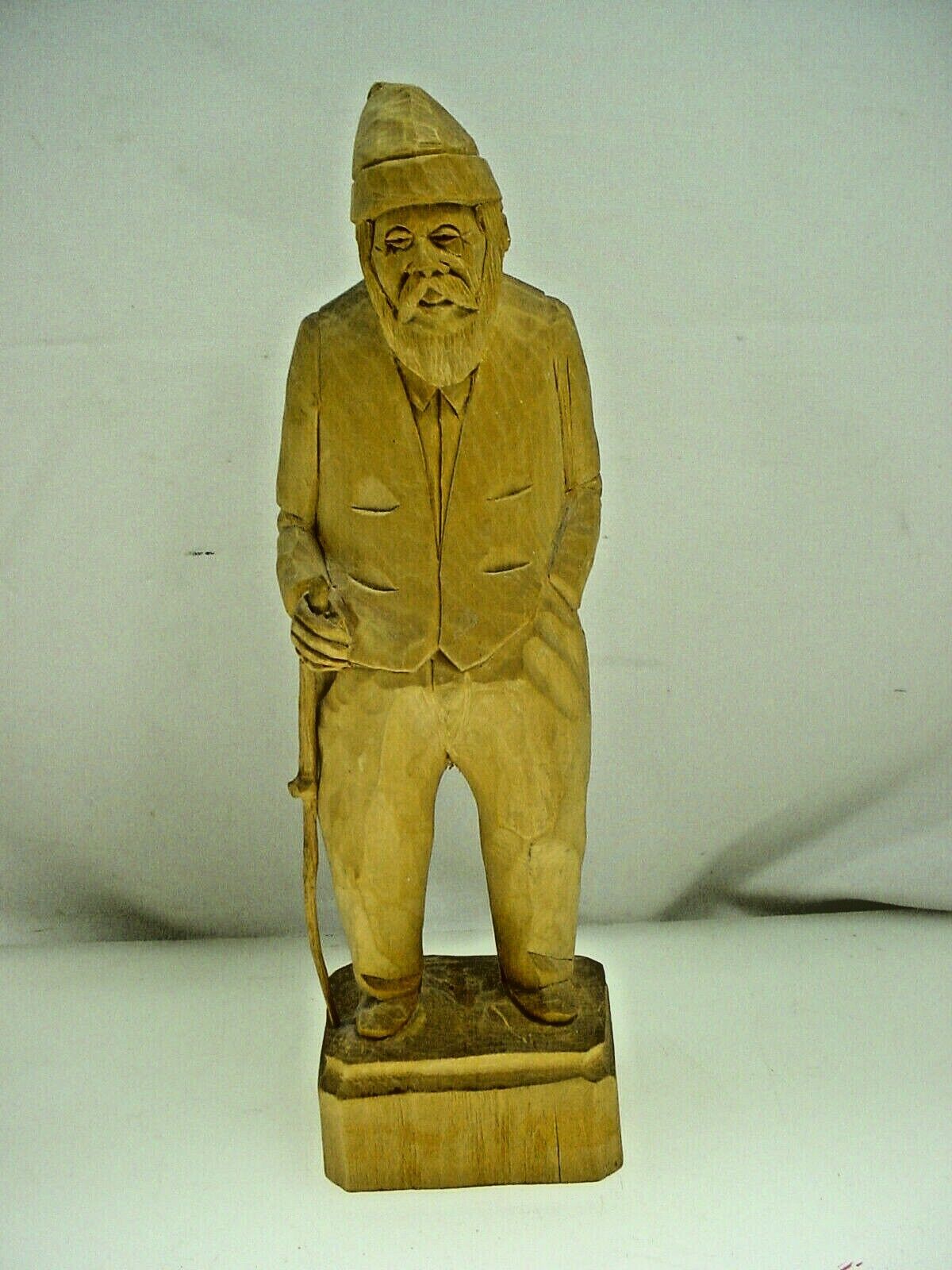Vintage Canadian Wood Sculpture: Old Man & Woman