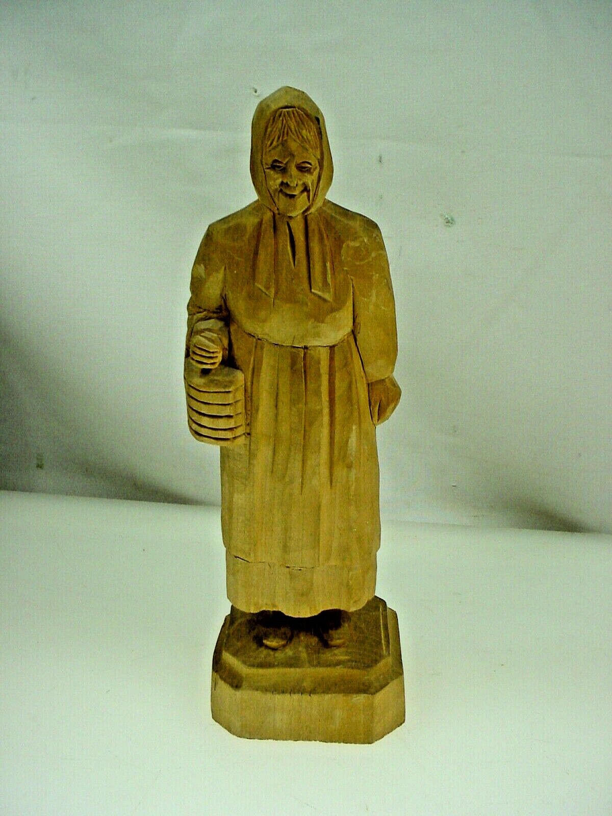 Vintage Canadian Wood Sculpture: Old Man & Woman