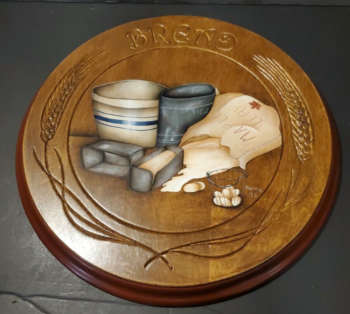 Hand Carved Wooden Wall Hanging Vintage Kitchen Art