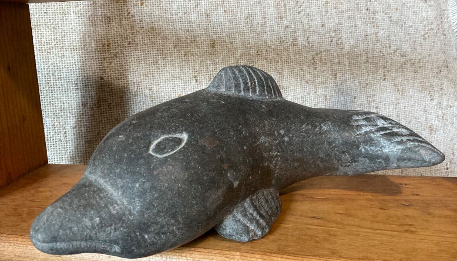 Vintage Canadian Carved Stone Fish: 1338g Folk Art