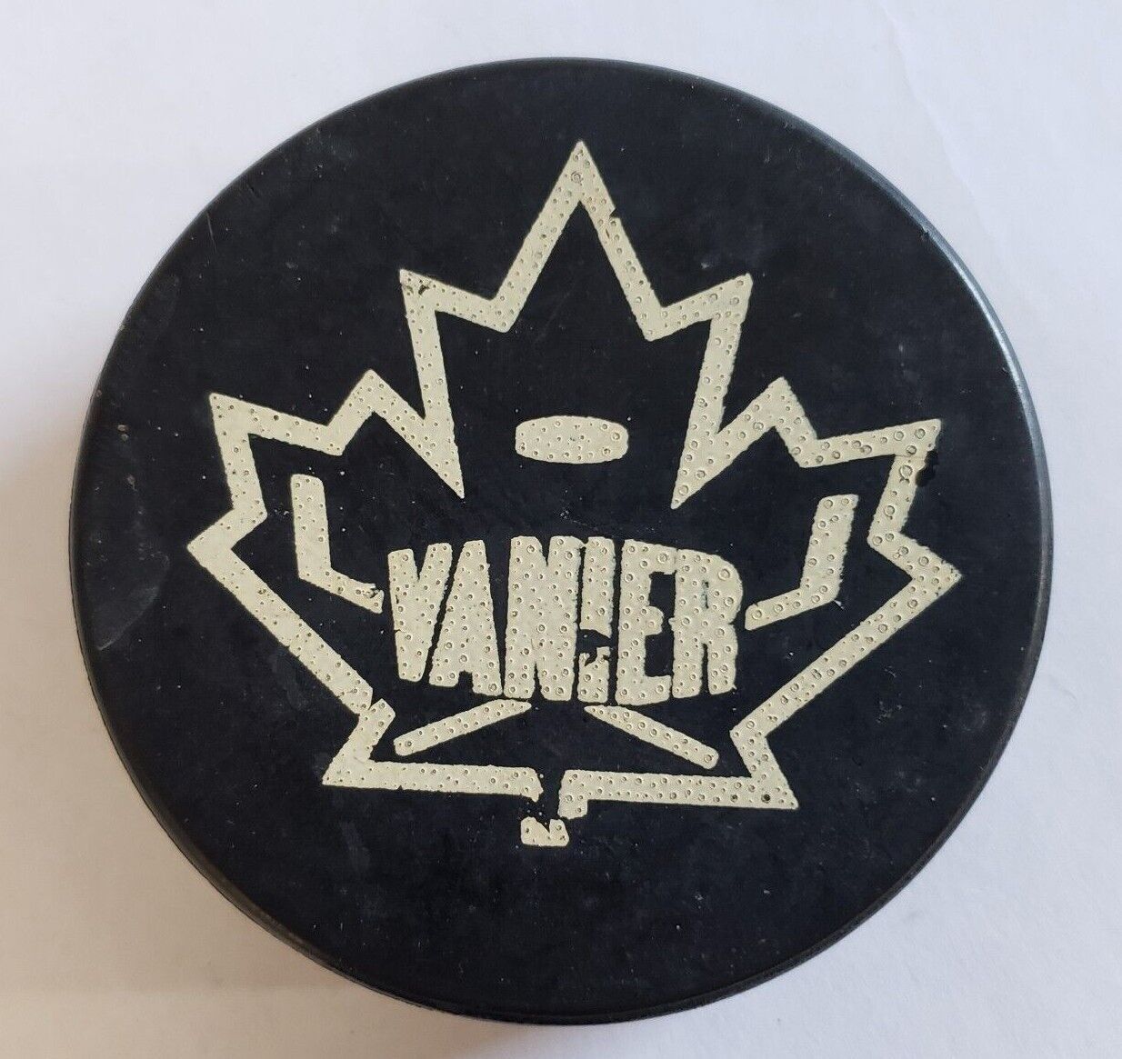 Vintage Canadian Hockey Puck - Vanier Game Team