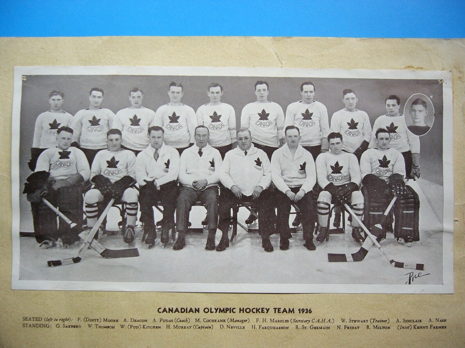 Vintage 1935/40 Canadian Olympic Hockey Team Photo